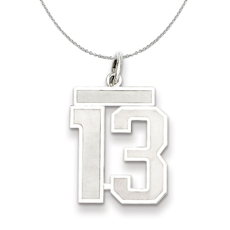 Sterling Silver, Jersey Collection, Medium Number 13 Necklace - 16 In